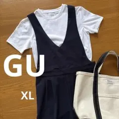 GU サロペットパンツ　テーパード　ネイビー　XL