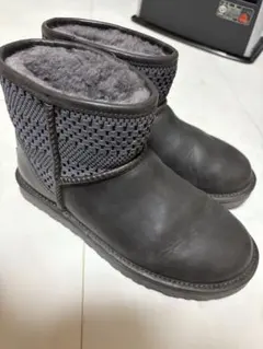 UGG アグ レザー ムートン ブーツ グレー 秋冬
