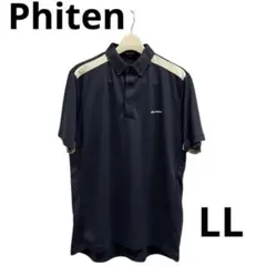 【美品】Phiten ファイテン メンズ ゴルフ 半袖ポロシャツ ネイビー LL