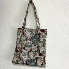 美品　ehka sopo 猫ゴブラントートバッグ レッド サマンサモスモス