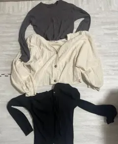 薄手の長袖カーディガン　3枚セット　黒　ラベンダー　紫　ベージュGU しまむら