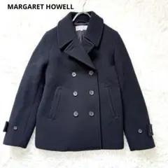 極美品★希少Lサイズ★ マーガレットハウエル Pコート カシミヤ混 ウール 黒