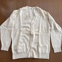 ユニクロアイボリー Vネック ニットカーディガン L
