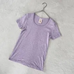 ポンデシャロン コットン 半袖 カットソー Tシャツ 無地 パープル Mのサムネイル