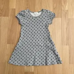 KUMIKYOKU グレー 水玉模様 半袖ワンピース L 120〜130cm