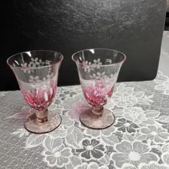 アデリア　桜柄 酒器 グラス ペア 未使用 箱あり