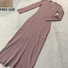 エイミーイストワール リブニット マキシワンピース ピンク FREE SIZE