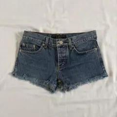 デニムショートパンツ ローライズ カットオフ フリンジ 平成ギャルy2k古着