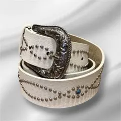 ウエスタンベルト アメカジ ターコイズ スタッズ ホワイトy2k スタッズベルト