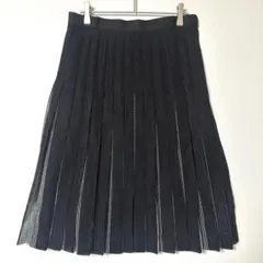 プリーツスカート ブラック 日本製 裏地付き ミモレ丈 きれいめ 大人女子 yR