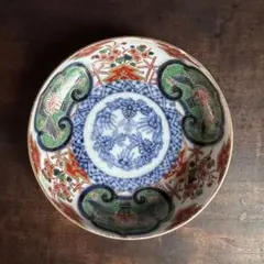 古伊万里 染付 色絵錦 金蘭手 花文皿 小皿 E