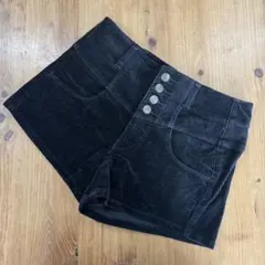 ハイウエストショートパンツ★コーデュロイ ブラック M