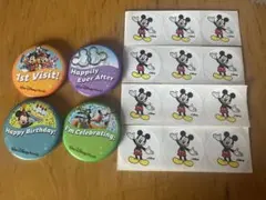 フロリダディズニーワールド ミッキーバッジ 4個セットシール付き