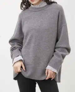 Mila owen ミラオーウェン フリルブラウスニットレイヤードSET グレー