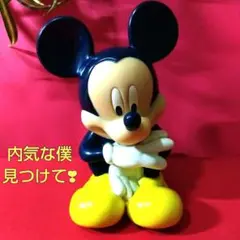 ✫レトロポップ✫超レア1998ディズニー・ミッキーマウス貯金箱ネイビーボディー❣