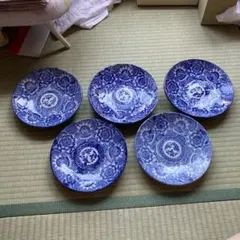 古染付 草花双鹿文 輪花皿 5客 - メルカリ
