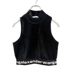 Alexander Wang ベロア ロゴ タンクトップ クロップド ブラックのサムネイル
