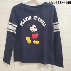 ミッキーマウス 長袖カットソー ネイビー　size135～145