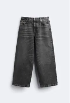 ZARA ビジュー付きワイドレッグデニムパンツ 36 - メルカリ