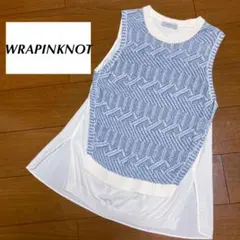 WRAPINKNOTラッピンノット　異素材ニットカットソー　ノースリーブ　日本製のサムネイル
