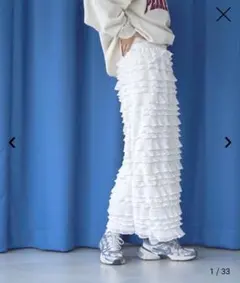 ホワイト フリル ロングスカート Fサイズ