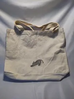 猫イラスト付きキャンバストートバッグ