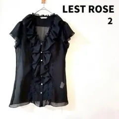 L'EST ROSE 半袖 Vネック シアーシャツ ブラック サイズ2のサムネイル