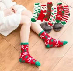 5足セット クリスマス元素柄 靴下 フリー ソックス 暖かい冬 綿 男女兼用