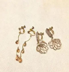 花モチーフ イヤリングセット ゴールド ピンク