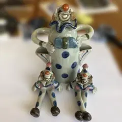陶器製 呼び鈴 ピエロ 置物 3点セット インテリアのサムネイル