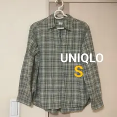 ユニクロ　フランネルシャツ　Sサイズ　グリーン　レディース
