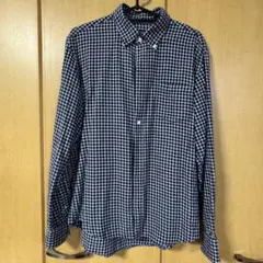 トップバリュ　メンズ　長袖シャツ　ボタンダウン　チェック柄　ネイビー　Lサイズのサムネイル