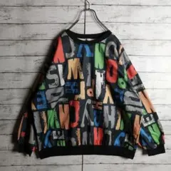 ヴィンテージ 総柄 レトロ 派手 最高デザイン スウェット メンズ古着