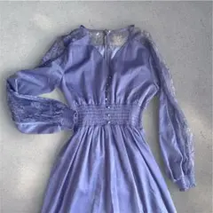 美品 AMERI ハーフ レース パープル ロングドレス パーティー ブランド