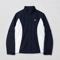 00s Adidas トラックジャケット　ナイロン　黒　白　L 短丈