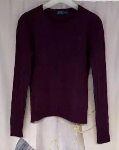 ポロラルフローレン ラムウールカシミヤ ケーブルニット バーガンディ