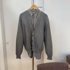 グレー ダイヤ柄 カーディガン Lサイズのサムネイル