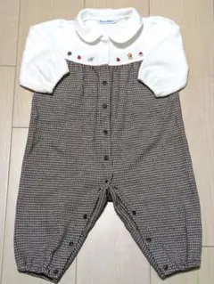 【匿名配送】familiar チェック柄ロンパース 70