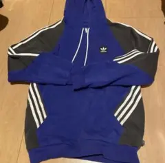 アディダス　adidas　パーカー　フーディー　トレーナー　古着　青　ブルー