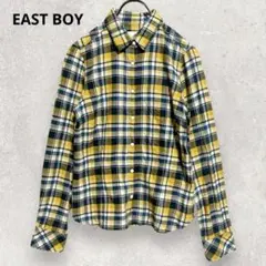 EAST BOY 綿100% ネルシャツ M イエロー系 チェック柄 アメカジ