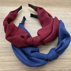【美品】ワイヤー入りヘアターバン風リボンカチューシャ2点セット【匿名配送】
