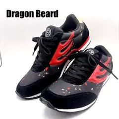 【新品同様】ドラゴンベアード レトロランニングスニーカー 黒　赤 総柄 26cm