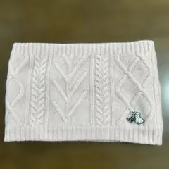 ブラック＆ホワイト！カシミヤ100ピンク ケーブル編み ネックウォーマー