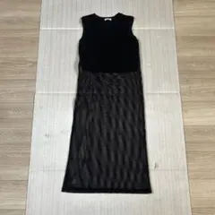 EVRIS ブラック ノースリーブ ロングワンピース