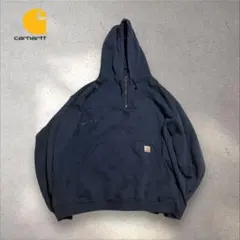 【N92】Carhartt ハーフジップパーカー 3XL ビッグサイズ フェード