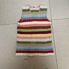 マルチカラー ニットベスト Vネック