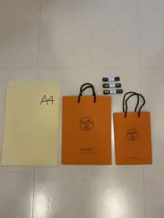 HERMES ショップ袋 大小2つ、リボン3本セット