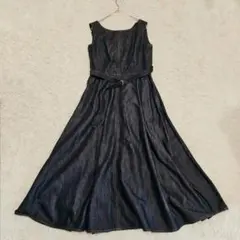 極美品 ANAYI アナイ　デニムライクワンピース ベルト　フレア ノースリーブ