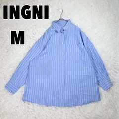 ♥INGNI♥ イング (M) ストライプ シャツ オーバーサイズ 綿100のサムネイル