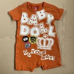 BABYDOLL ロンパース オレンジ ロゴ 王冠　70